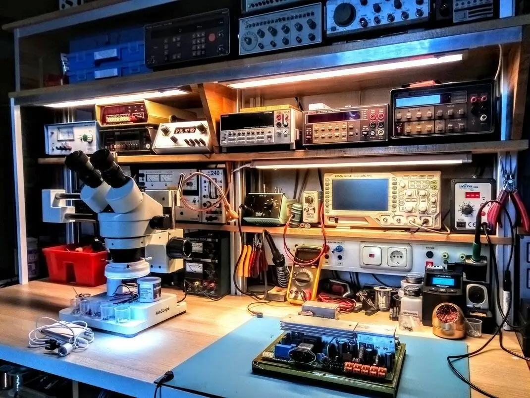 A modern and clean electronics workshop where ideas are born